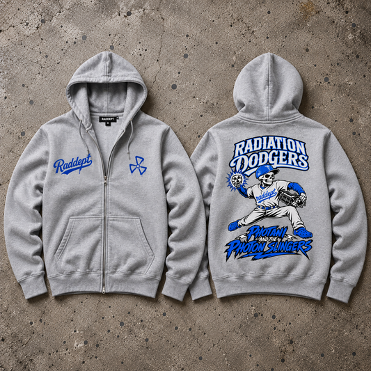 Radiation Dodgers Midweight Zip Up Hoodie - Heather Grey